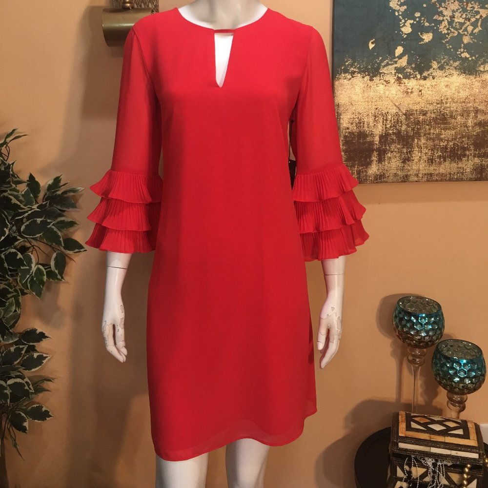 Vince Camuto Coral Chiffon Shift Dress size6&4 - Picture 5 of 15